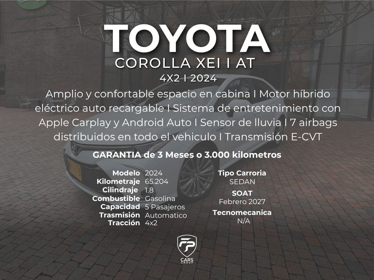 Toyota Corolla XEI 2024 Usado Automático Ficha FYP Cars Group